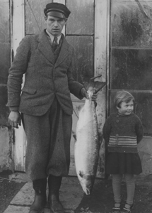 My father with two salmon from 1938 and 1950