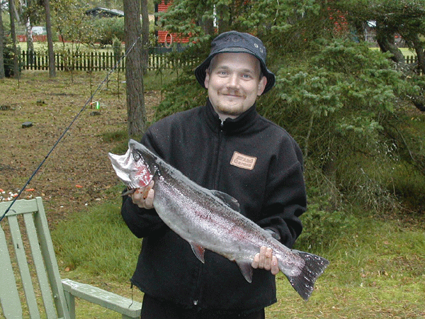 Jan with a rainbow trout from Stensn