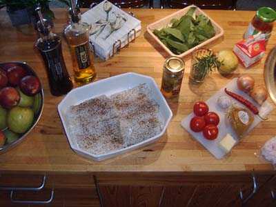 Salt cod a gala dinner garnished with shrimps