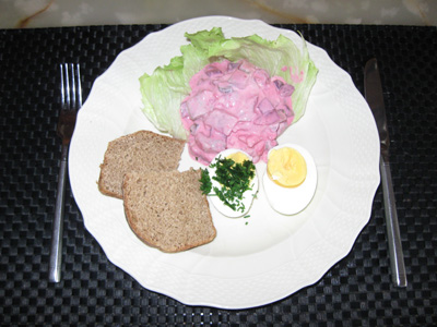 Herring salad of my own spiced marinerde herrings