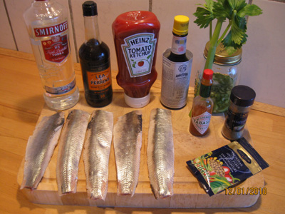 Raw materials for Bloody Mary Marinated herring