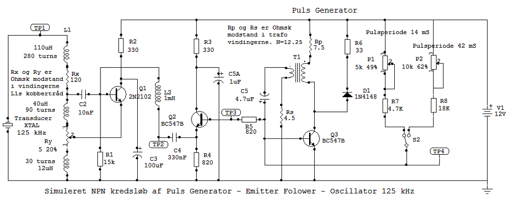 Simuleret NPN kredslb af Puls Generatoren