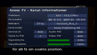 Axess TV Kanal 27 (522 MHz) MUX 5 Teracom