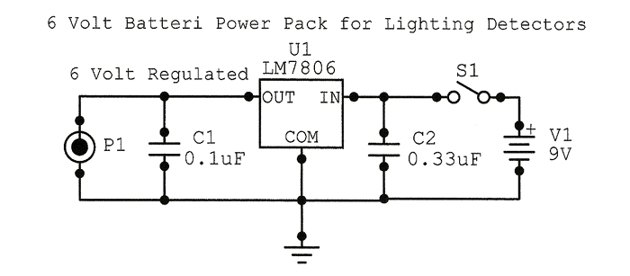 Diagram over reguleret 6 volt batteri forsyning