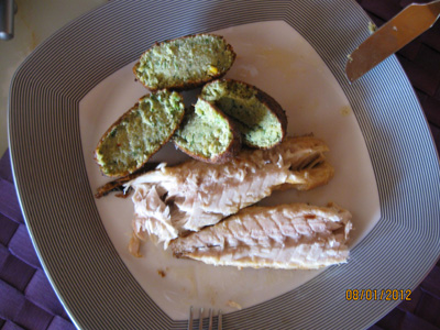 Rget makrel med Falafel og grn salat