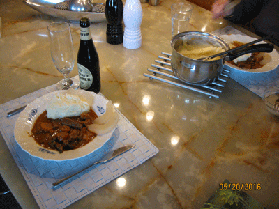 Italian beef casserole with beef cuvette and chorizo sausage