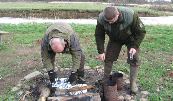 First day Chicken soup meat and flour dumplings made by Bent - by the river bank