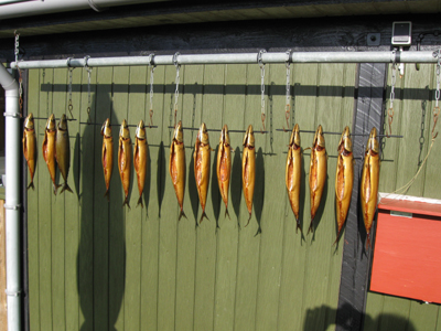 Smoked mackerel for several people. 650 g per piece in smoked condition