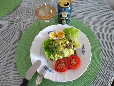 Herring salad of my own spiced marinerde herrings