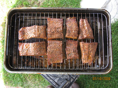 The smoked salmon is smoked in a Lunchbox Smoke Oven