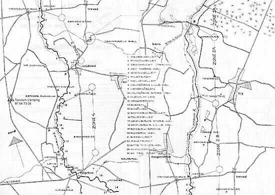 Kort over Karup  zone 1, 2, 3 og 4