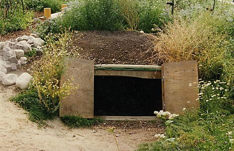 Ground pit for vegetables beautifully arranged in the garden