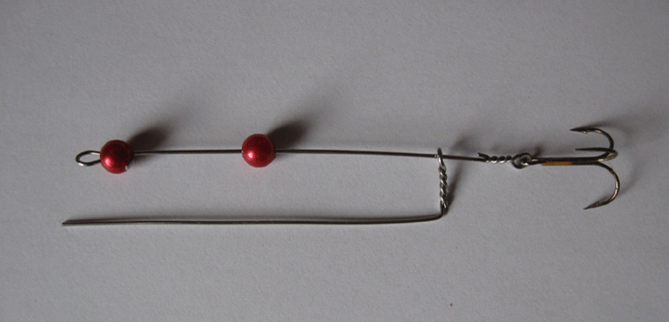 Photo and drawing of the original Langa-Shrimp Hook