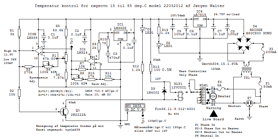 Nyt diagram over Temperature Controller for Smoking-Chamber med trinls regulering