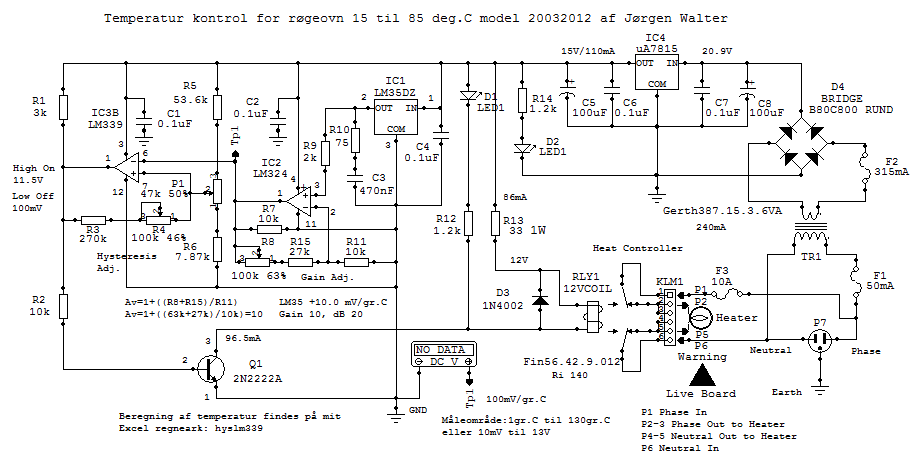 Nyt diagram over Temperature Controller for Smoking-Chamber med trinls regulering